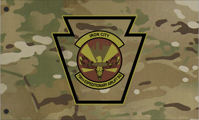 758 EAS OCP 3' x 5' Single-Sided Flag, Pittsburgh ANG