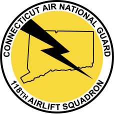 Image for 118 AS Lightning Bolt Across Connecticut State Outline Patch