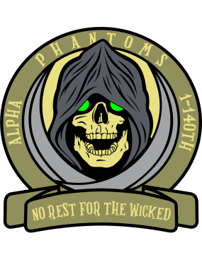 Image for 1-140th Aviation Regiment No Rest For The Wicked Glow-In-The-Dark Eyes Patch