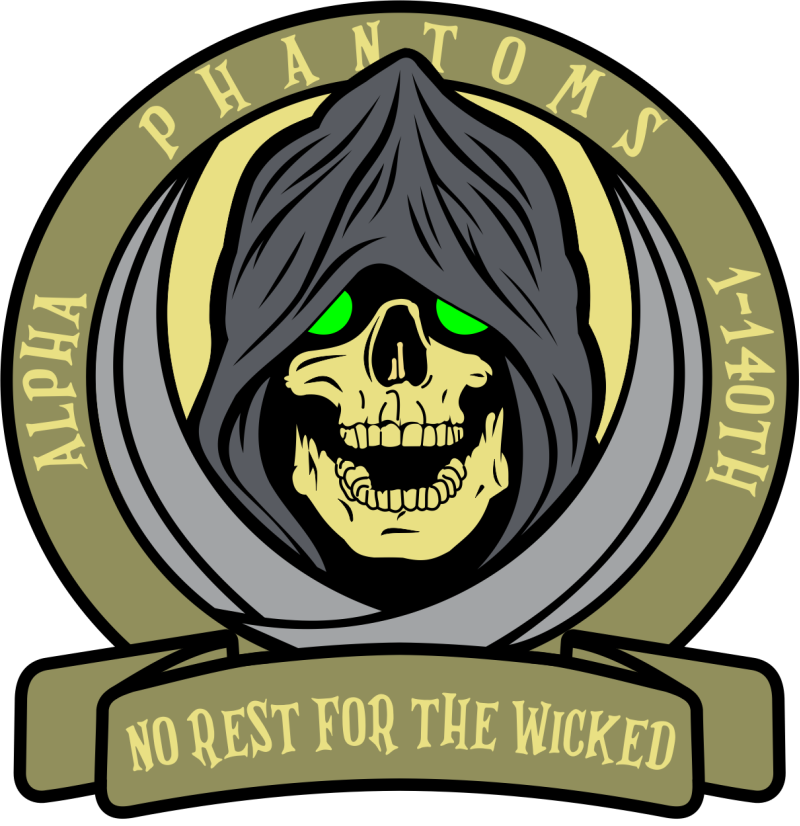 1-140th Aviation Regiment No Rest For The Wicked Glow-In-The-Dark Eyes Patch