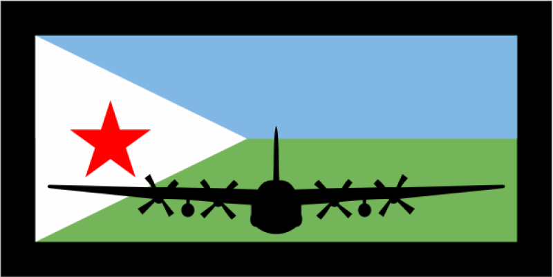 10 EAES Djibouti Flag with Black C-130 Pocket Tab