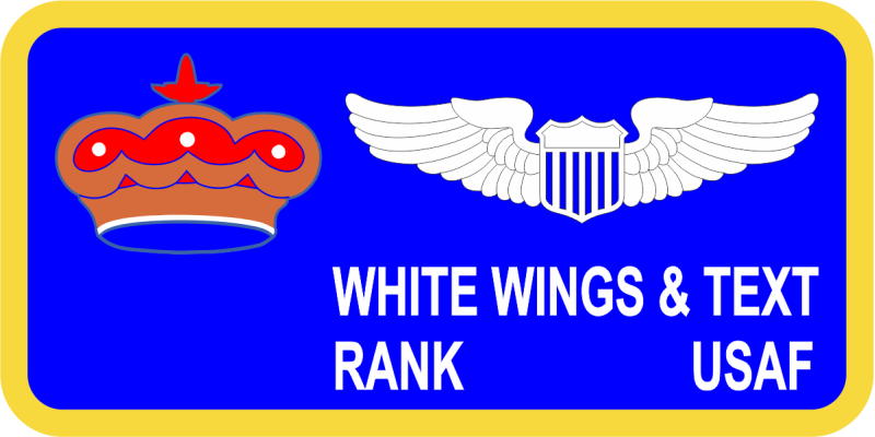 3 AS Crown Blue Two Lines of Text For Jacket  Name Tag