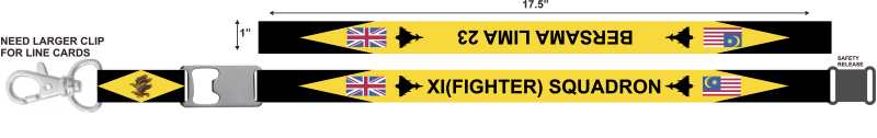 RAF Coningsby XI Fighter Sq Black/Yellow Lanyard