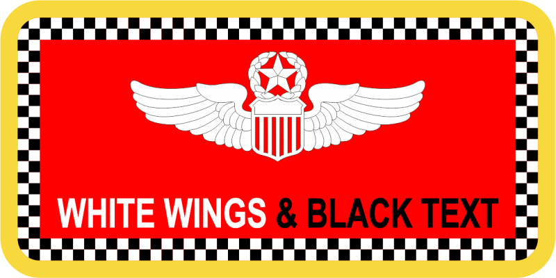 74 ARS Black & White Checkerboard Red Background Red Name Tag
