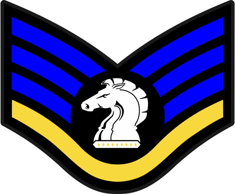 86 OSS SSGT Rank Blue/Yellow/Black/White Patch
