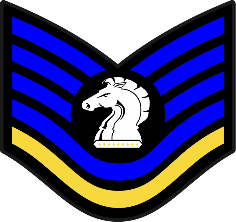 86 OSS TSGT Rank Blue/Yellow/Black/White Patch