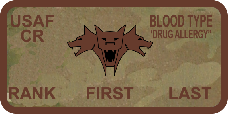 821 CRS Three-Headed Dog OCP Name Tag