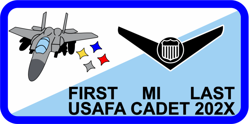 CS-08 Gray F-15E Blue Border Name Tag