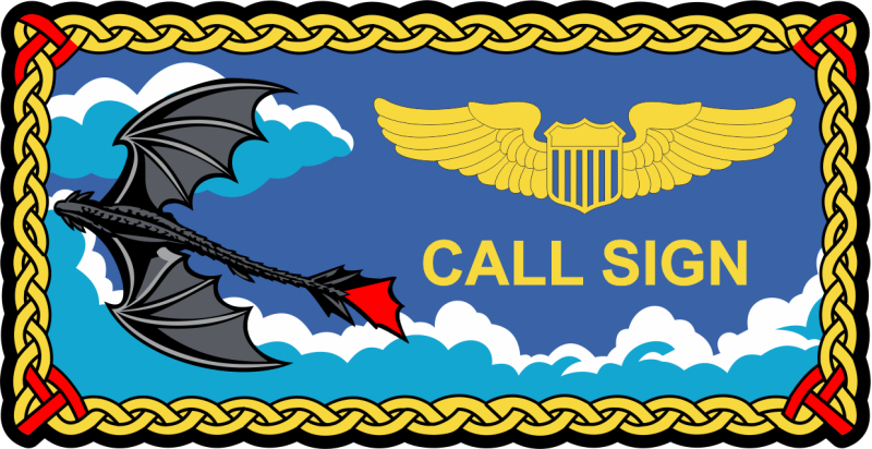 USAF Academy CS-34 Gray Dragon on Blue Name Tag