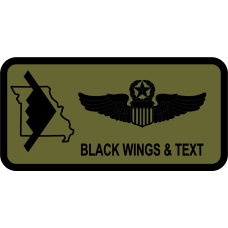 Image for 110 BS Black B2, MO State Outline OD Green Name Tag
