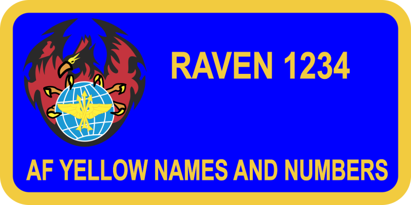 Phoenix Raven Blue Name Tag