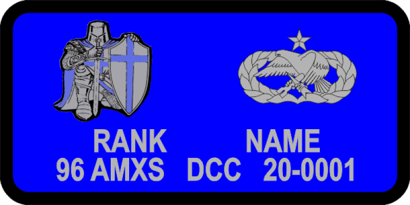 96 AMXS Blue Name Tag