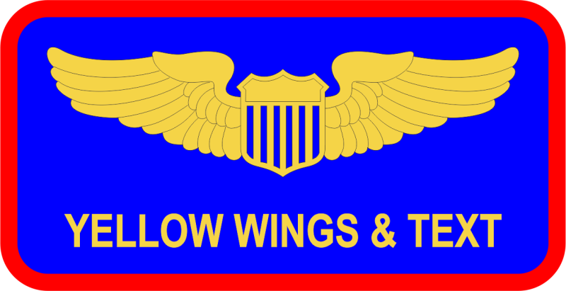 AF Blue B/G Red Border, Yellow Wings & Text