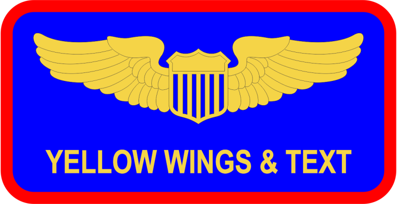 AF Blue B/G Red Border, Yellow Wings & Text Name Tag