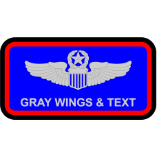 Image for AF Name Tag AF Blue B/G Red Border Gray Wings