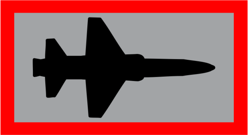 T-38 Pocket Tab Red Border, Black T-38 Gray Background 
