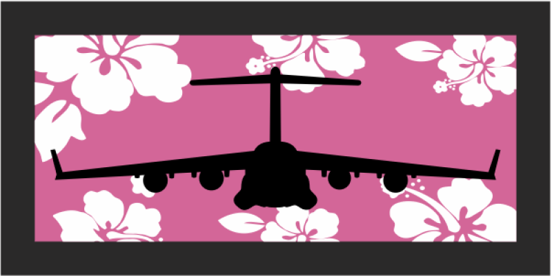 Hawaiian Flowers on Pink B/G Pocket Tab