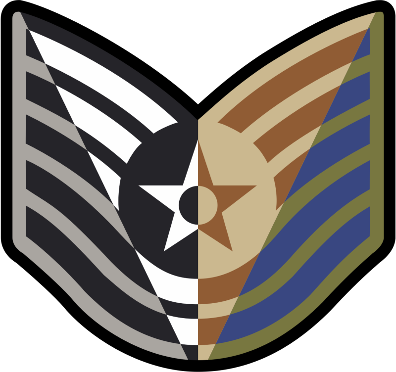 TSgt Stripes 4 Panel 4 inch ABU Patch