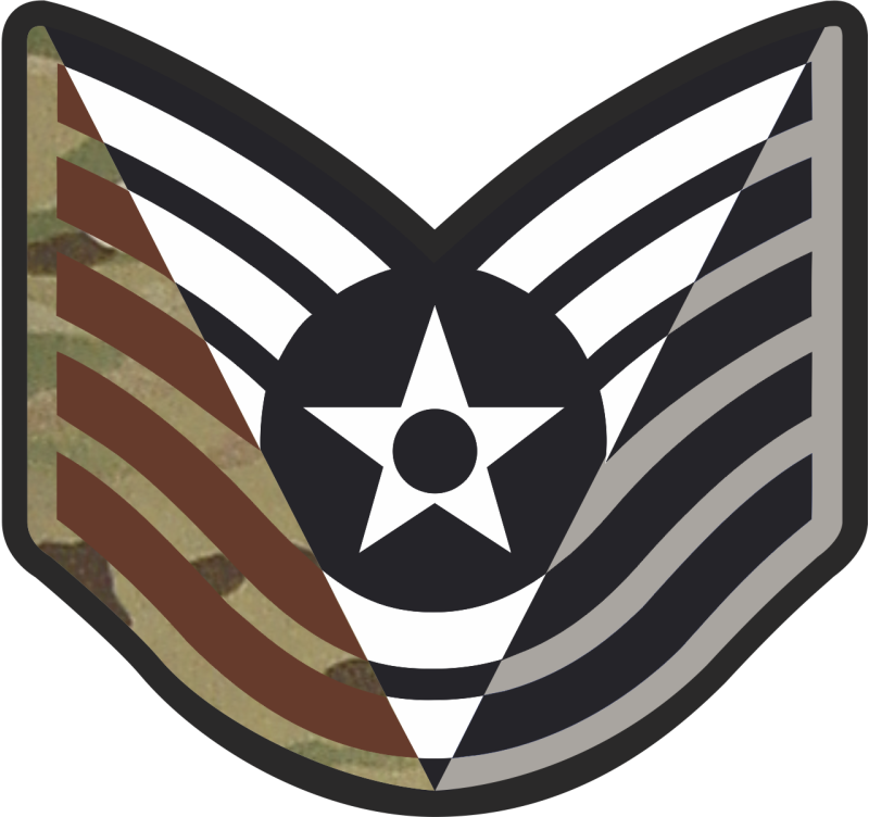 TSgt Stripes 3 Panel 4 inch OCP Patch