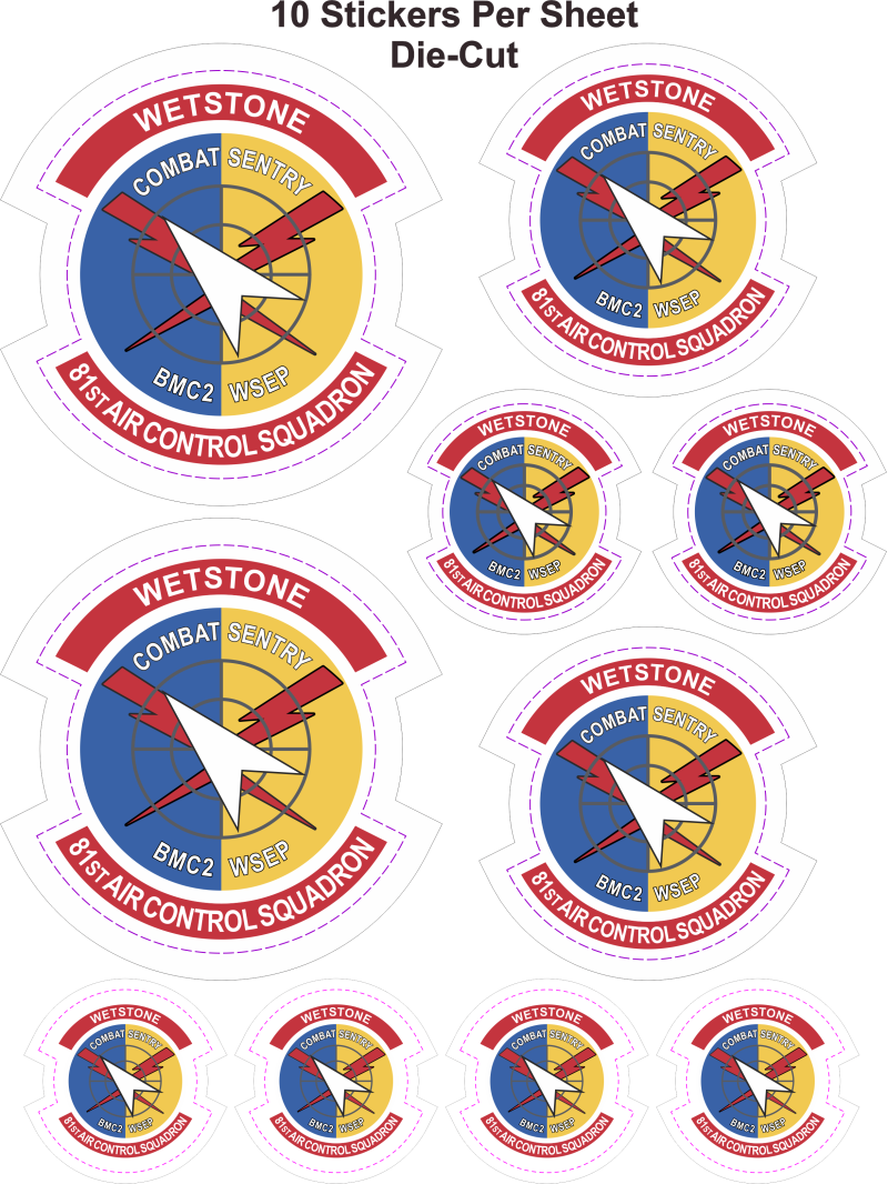 81 ACS Full Sheet 10 Stickers Per Sheet
